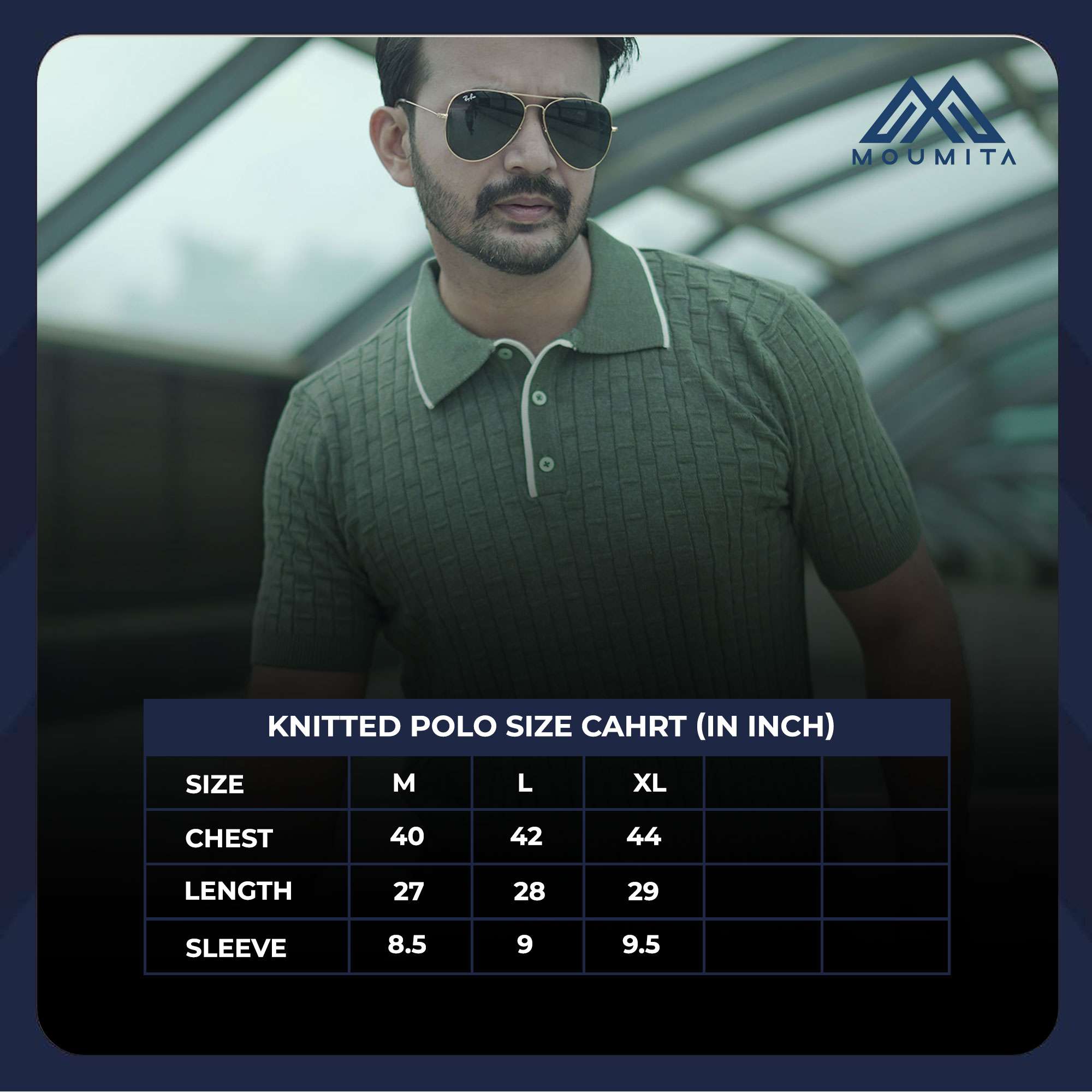 Knitted Polo Shirt For Men - Olive Green