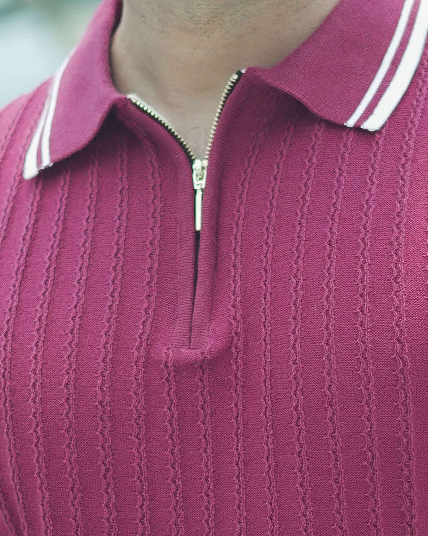 Knitted Polo Shirt For Men - Maroon