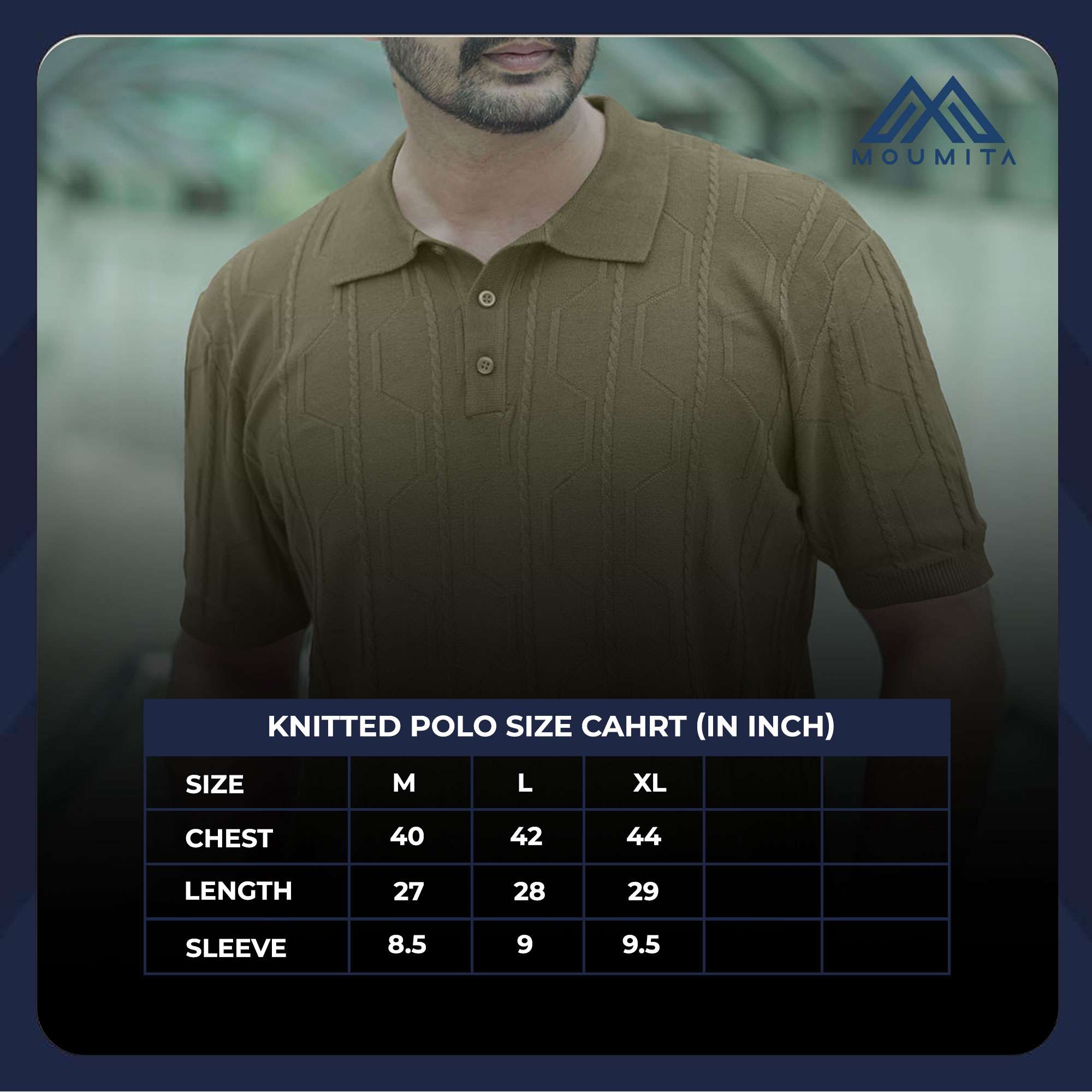 Knitted Polo Shirt For Men - Olive
