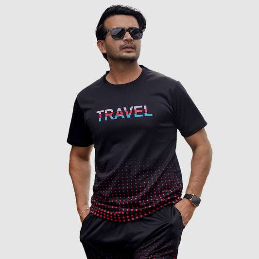 Printed Mash Fabric T-Shirt | MFT302