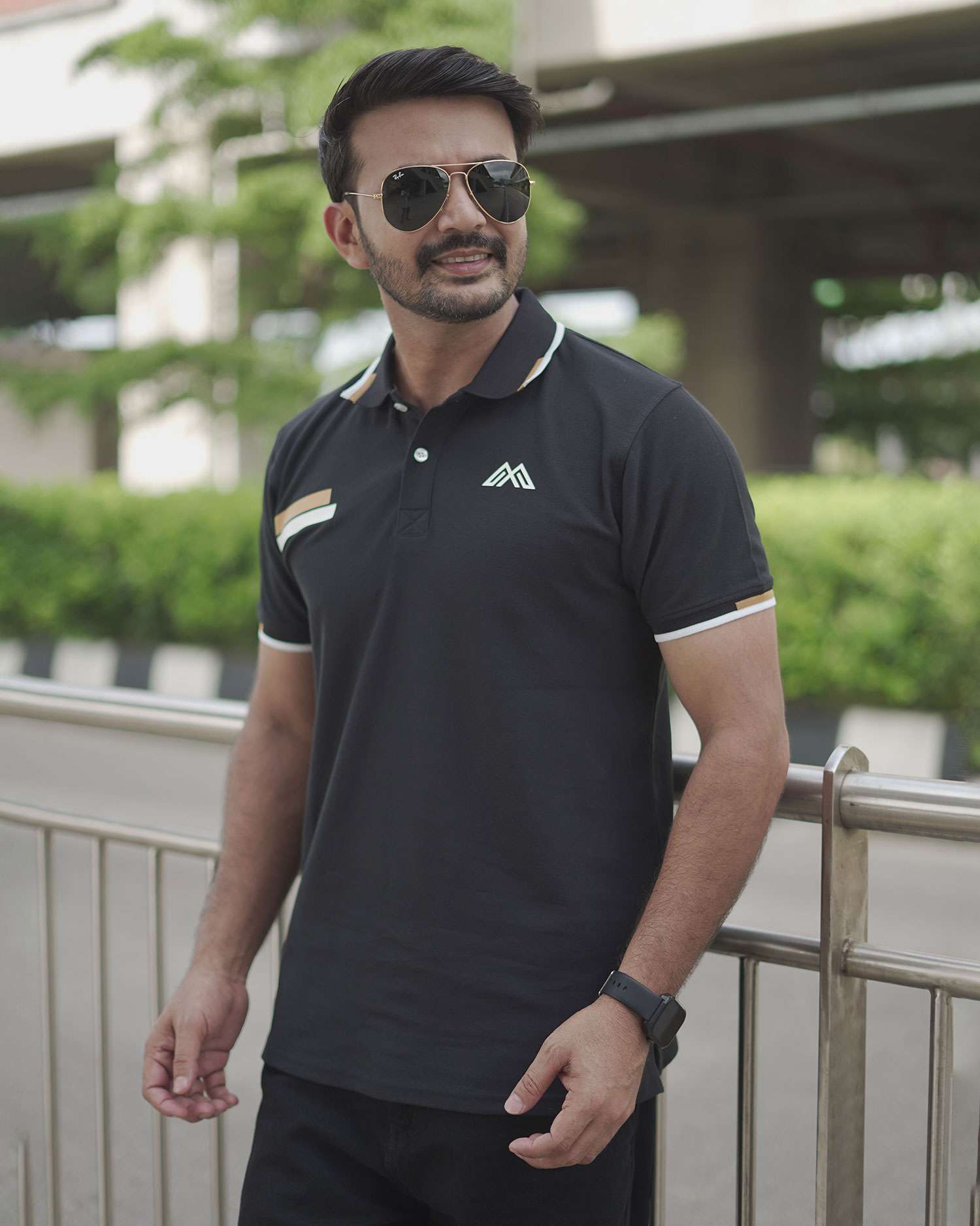 PK Cotton Polo - Black Contrast